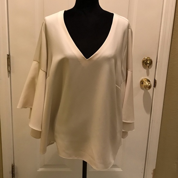 Lane Bryant Tops - Cream Double Sleeve Blouse